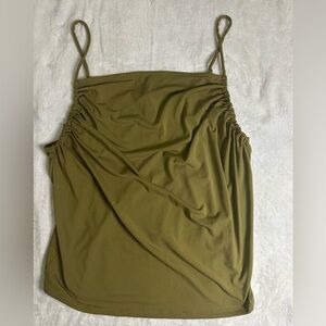 Olive Green Ruched Cami Tank Top Size XL